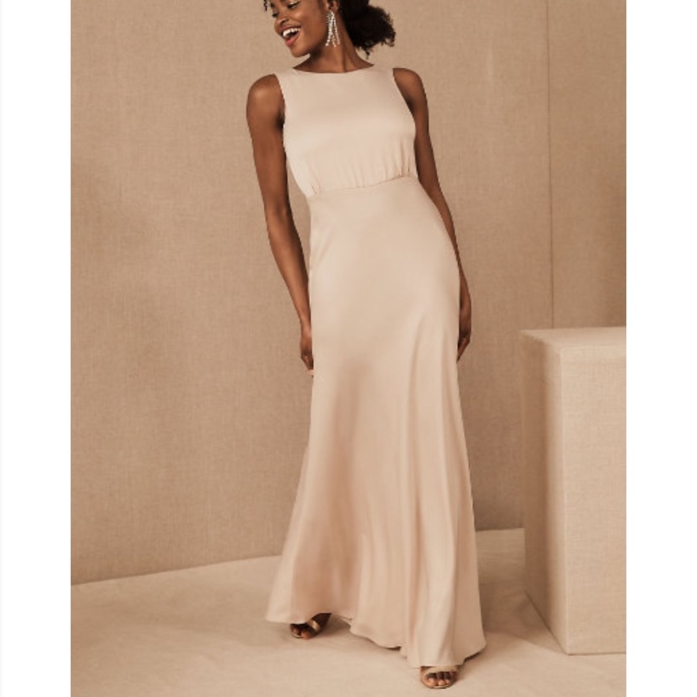 BHLDN Beckett Satin Charmeuse Maxi Dress in Oyster